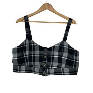 AMERICAN EAGLE OUTFITTERS sz X Large Crop Top Cotton Linen Black White